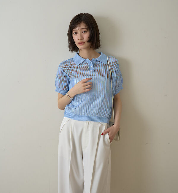 Rouge vif「【一部店舗限定】メッシュニットポロシャツ」|ニット・セーター|