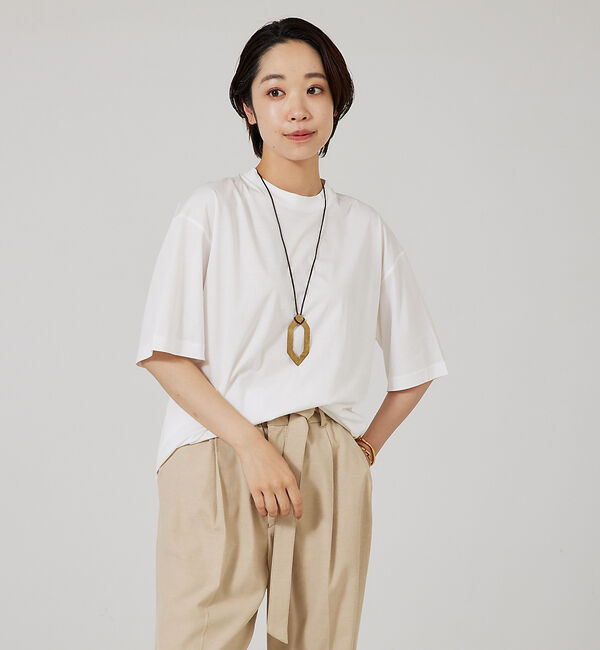 qualite「【three dots】シルキーペーパーコットンT」|Tシャツ・カットソー|ホワイト