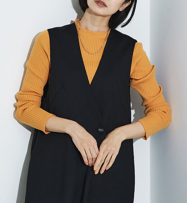 qualite「シームレスボートネックニット」|ニット・セーター|オレンジ