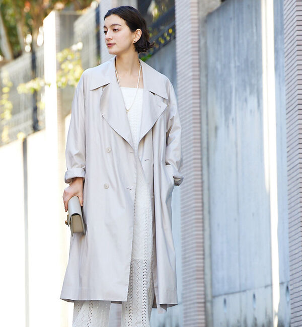 qualite「ライトタフタコート」|トレンチコート|ベージュ