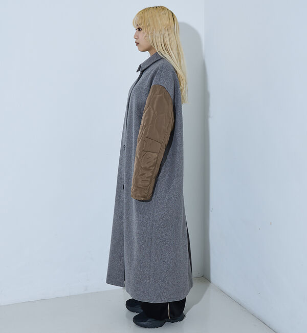 NOMINE「袖キルティングステンカラーコート」|ステンカラーコート|