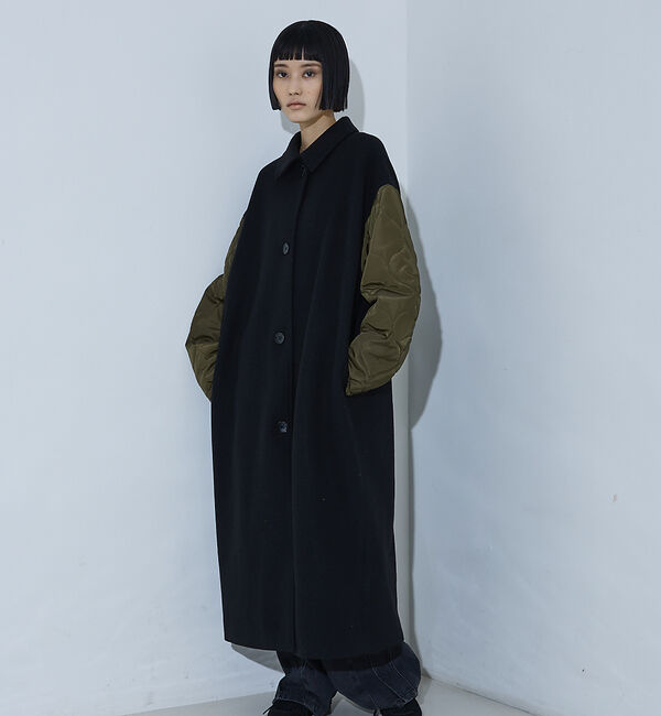 NOMINE「袖キルティングステンカラーコート」|ステンカラーコート|