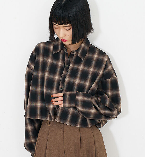 NOMINE「【ユニセックス】ロングヨーク オーバーサイズ チェックシャツ」|シャツ・ブラウス|