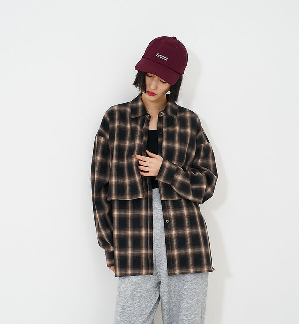 NOMINE「【ユニセックス】ロングヨーク オーバーサイズ チェックシャツ」|シャツ・ブラウス|