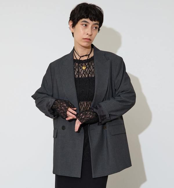 Liesse「テーラードダブルジャケット」|テーラードジャケット|チャコールグレー