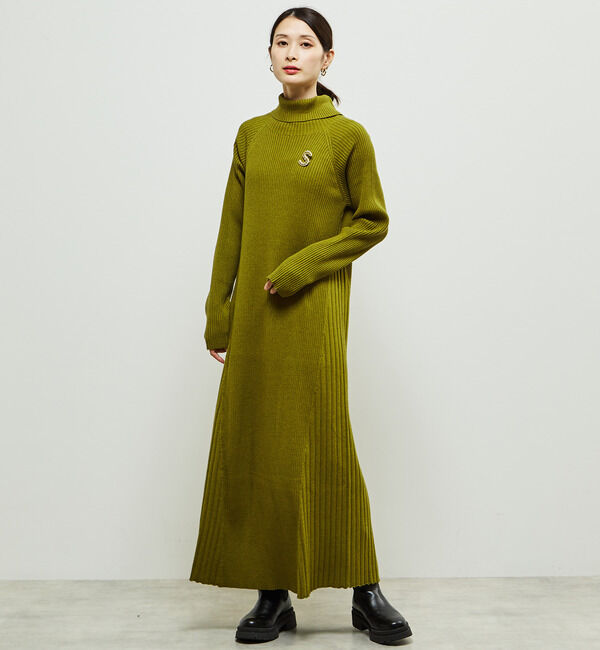 Soffitto「リブ編みニットワンピース」|ワンピース|イエロー