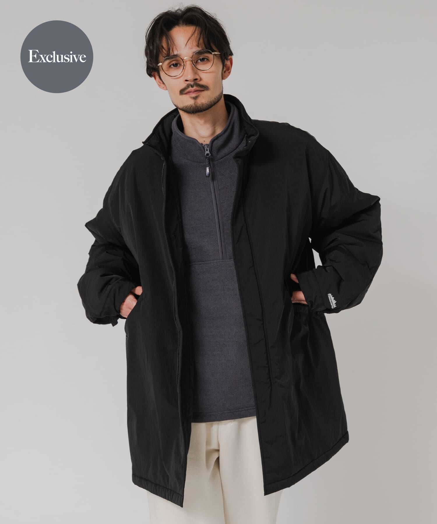 URBAN RESEARCH「『別注』THOUSAND MILE&times;URBAN RESEARCH　PADDED SHORT MODSCOAT」|ミリタリー・モッズコート|ブラック