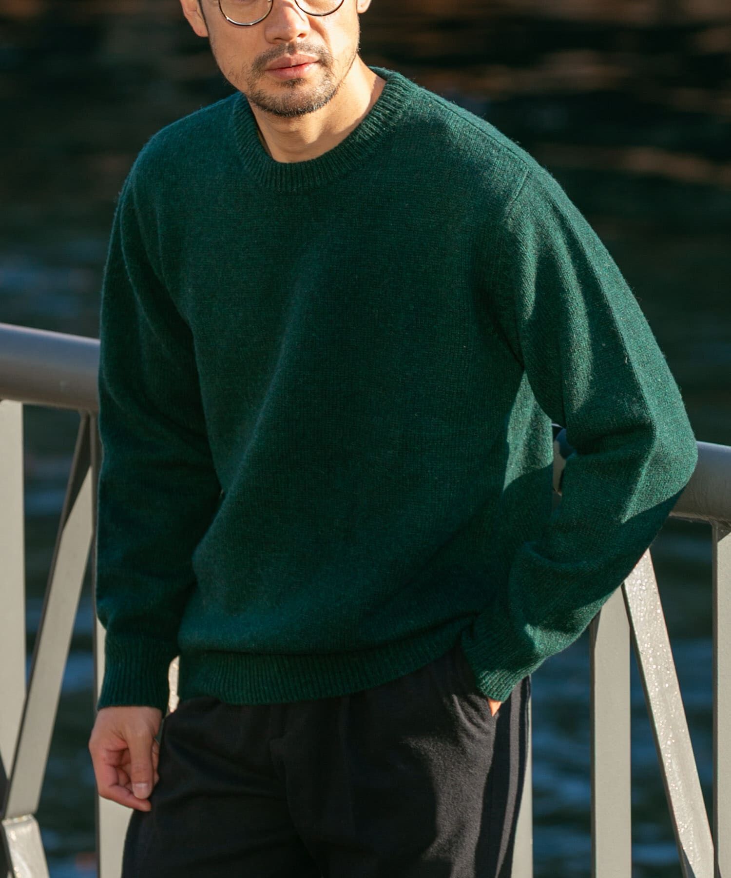 URBAN RESEARCH ROSSO「シェットランドウールクルーネックニット」|ニット・セーター|グリーン