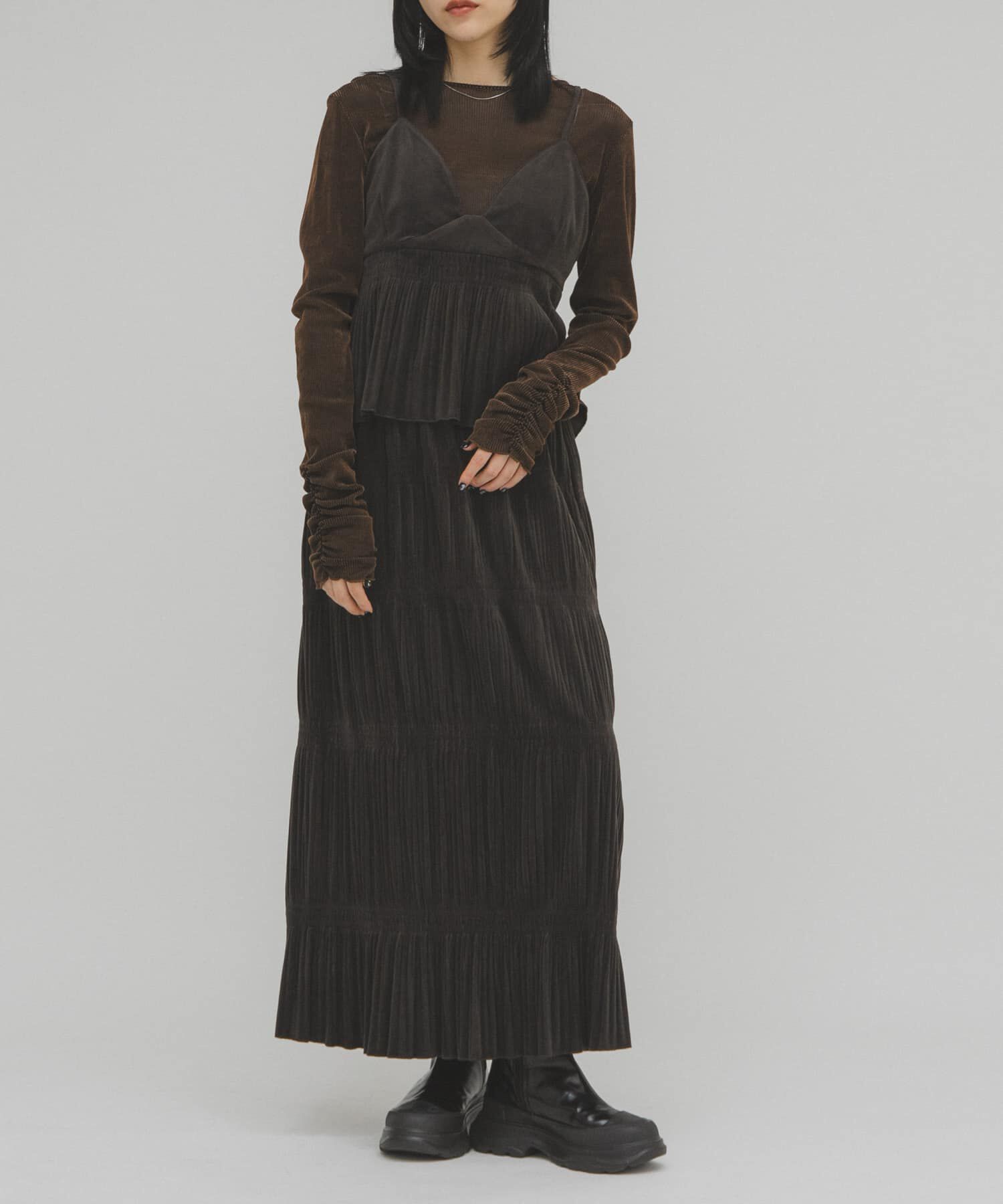  「シアーベロアシャーリングスリーブトップス」|Tシャツ・カットソー|