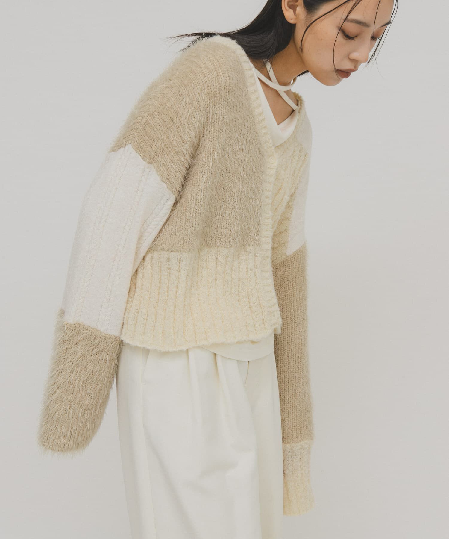  「パッチワークニットカーディガン」|カーディガン|