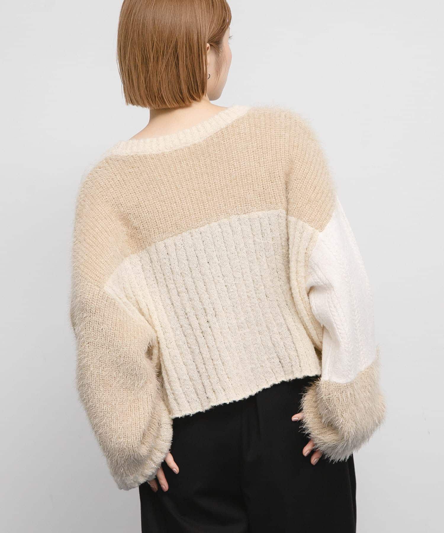  「パッチワークニットカーディガン」|カーディガン|