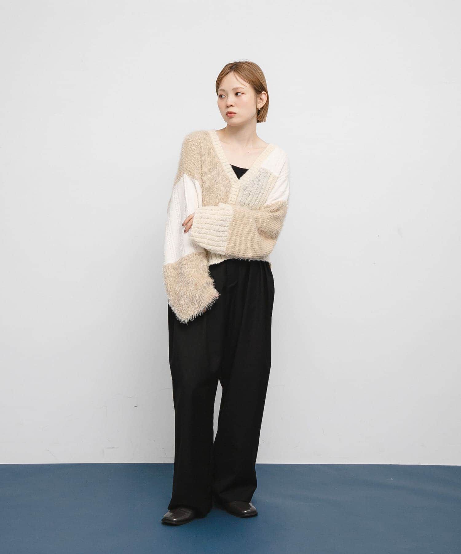  「パッチワークニットカーディガン」|カーディガン|