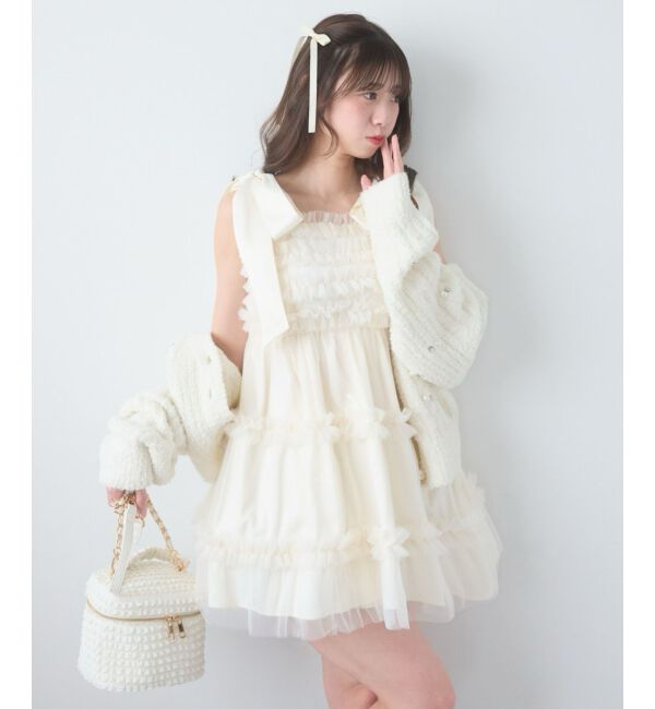  「フリルチュールミニワンピース」|ワンピース|