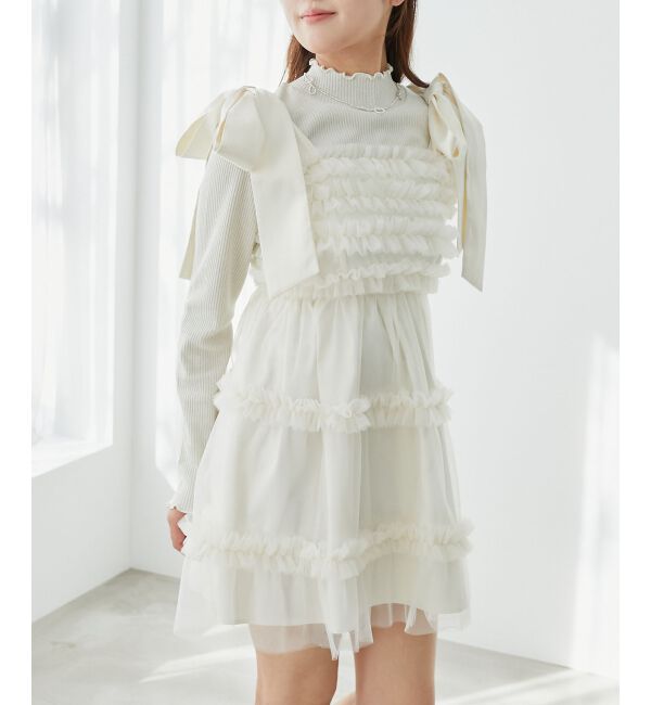  「フリルチュールミニワンピース」|ワンピース|