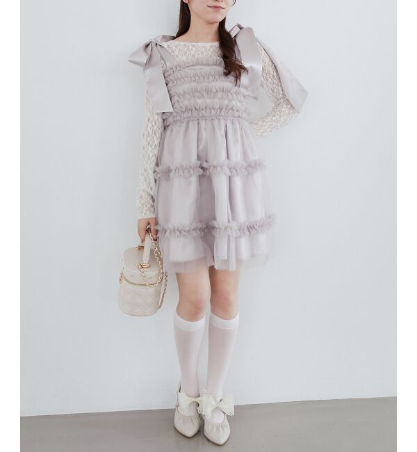  「フリルチュールミニワンピース」|ワンピース|