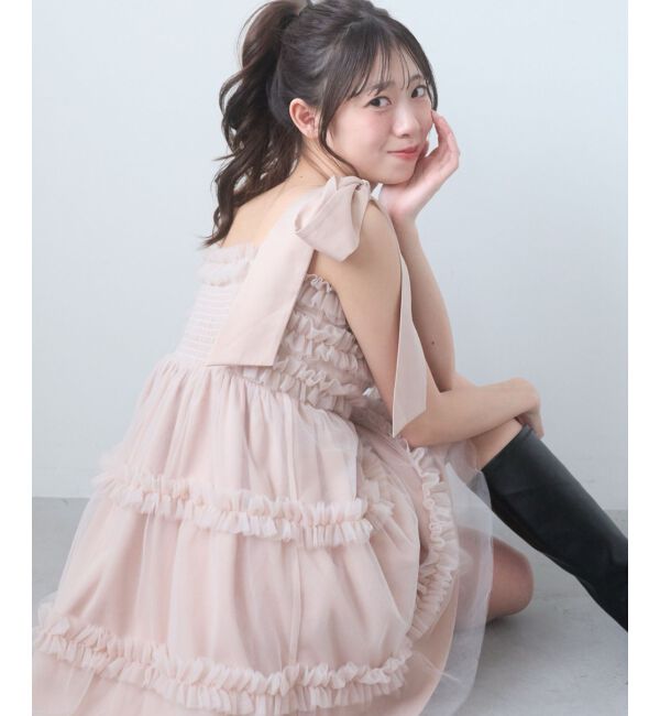  「フリルチュールミニワンピース」|ワンピース|