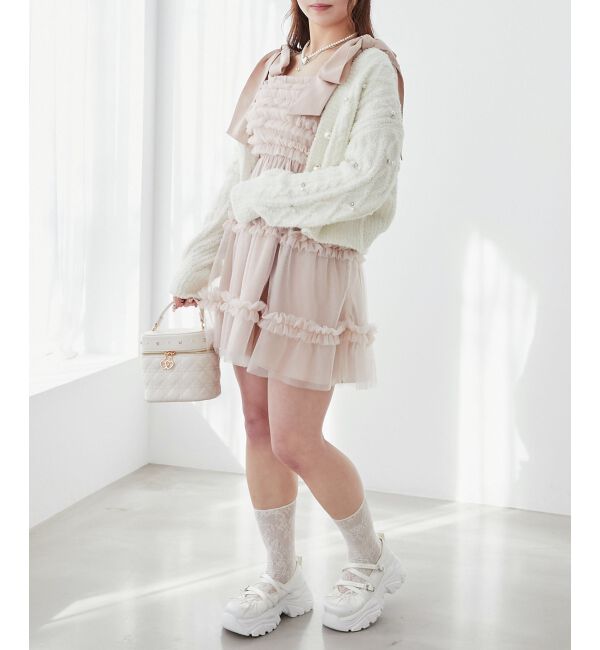  「フリルチュールミニワンピース」|ワンピース|