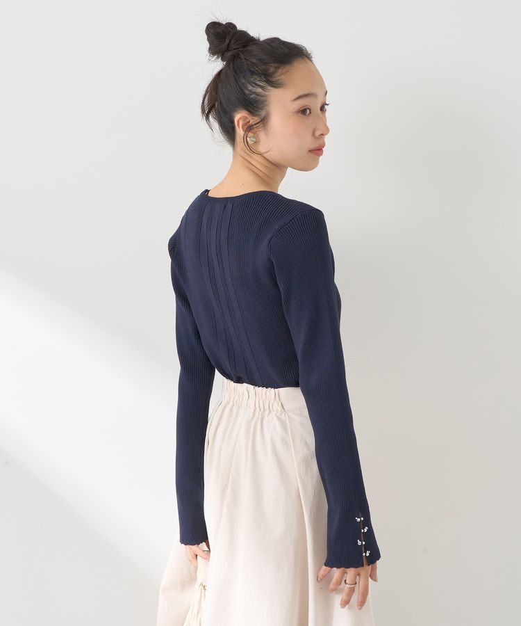 earth music&ecology「パール&ビジュースリーブプルオーバー」|ニット・セーター|