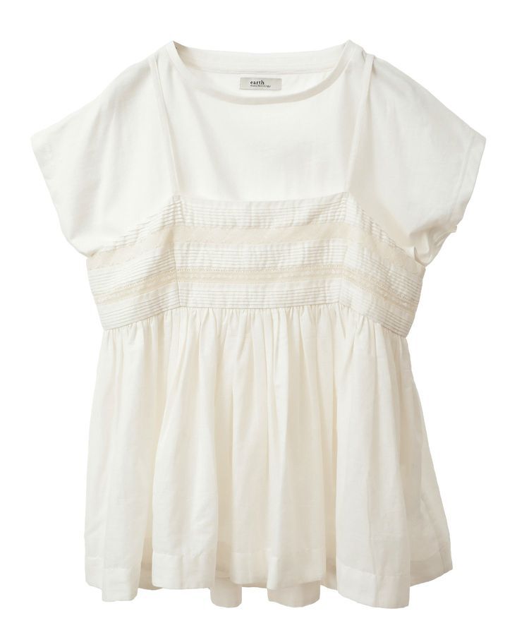 earth music&ecology「SET2点レースキャミ+フレンチTee」|Tシャツ・カットソー|