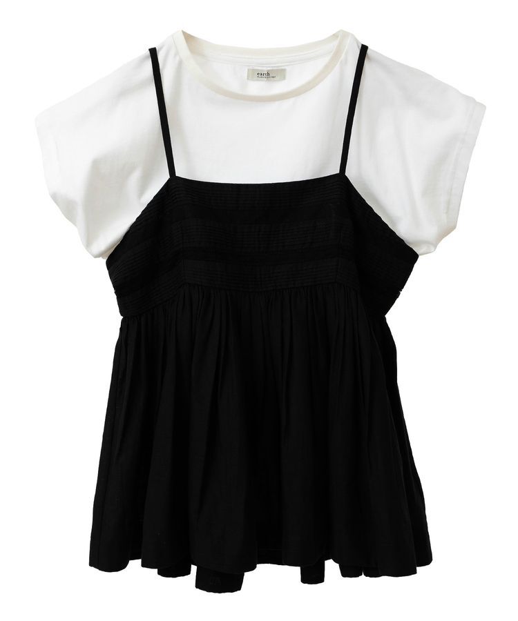 earth music&ecology「SET2点レースキャミ+フレンチTee」|Tシャツ・カットソー|