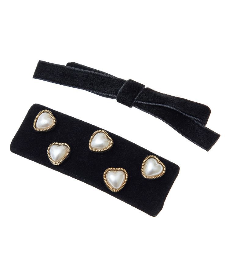 earth music&ecology「SET2点リボンクリップ+パール付きベロアクリップ」|その他|