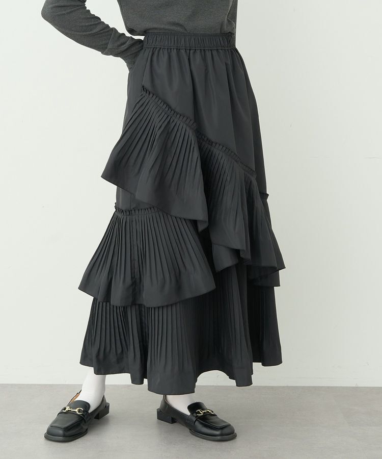 earth music&ecology「プリーツティアードスカート」|フレア|