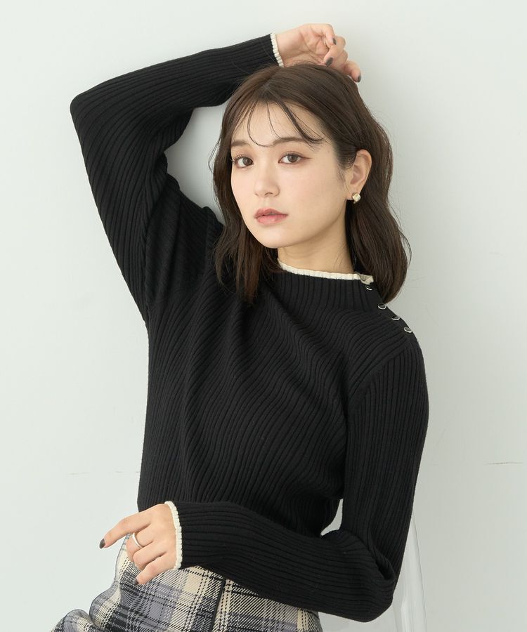 earth music&ecology「ライン&ショルダーボタンニットプルオーバー」|ニット・セーター|