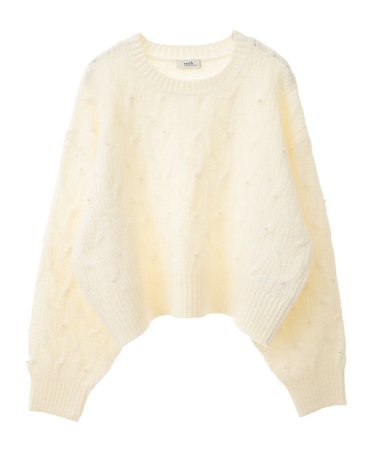 earth music&ecology「パール&ケーブルニットプルオーバー」|ニット・セーター|