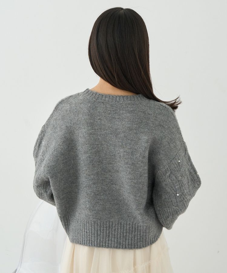 earth music&ecology「パール&ケーブルニットプルオーバー」|ニット・セーター|