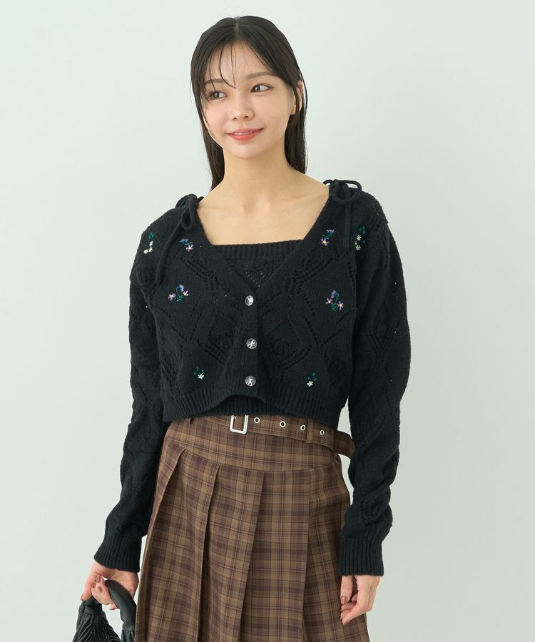 earth music&ecology「SET2点刺繍ビスチェ＋カーディガン」|カーディガン|