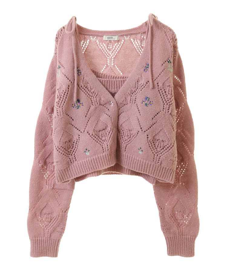 earth music&ecology「SET2点刺繍ビスチェ＋カーディガン」|カーディガン|
