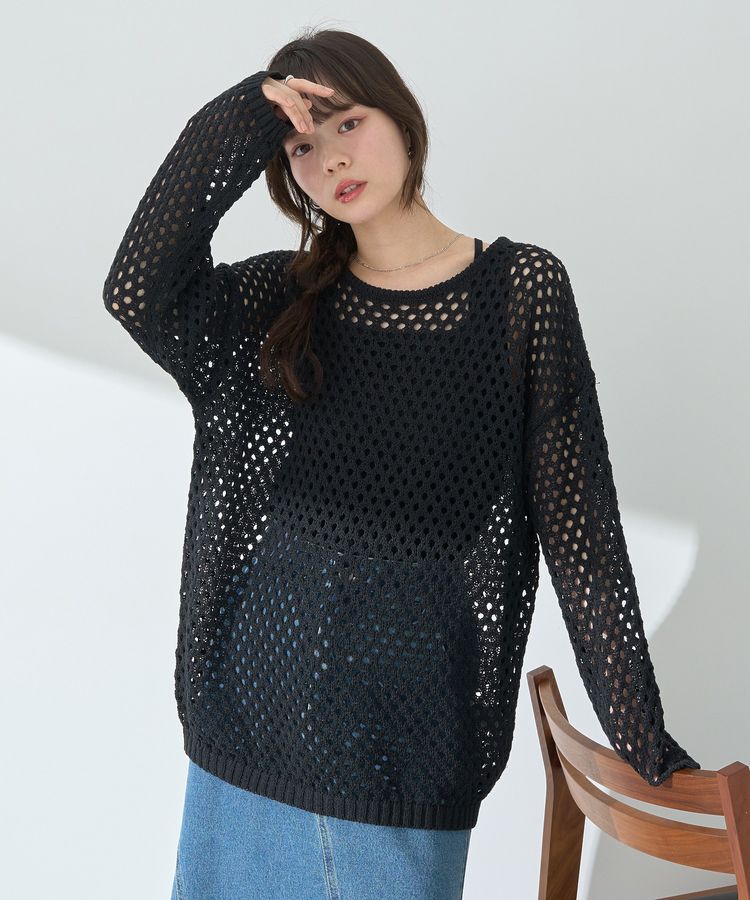 earth music&ecology「カラーメッシュプルオーバー」|チュニック|