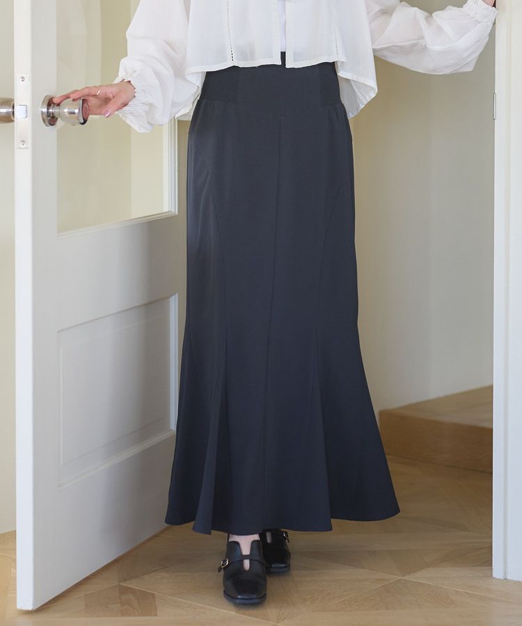 earth music&ecology「サイドリブパネルラインマーメイドスカート」|タイト|Black