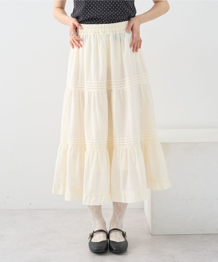 earth music&ecology「ピンタックティアードミディスカート」|フレア|