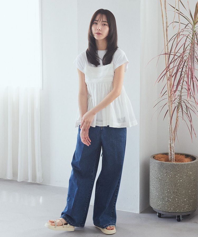 earth music&ecology「サイドベルトデニムパンツ」|デニム|