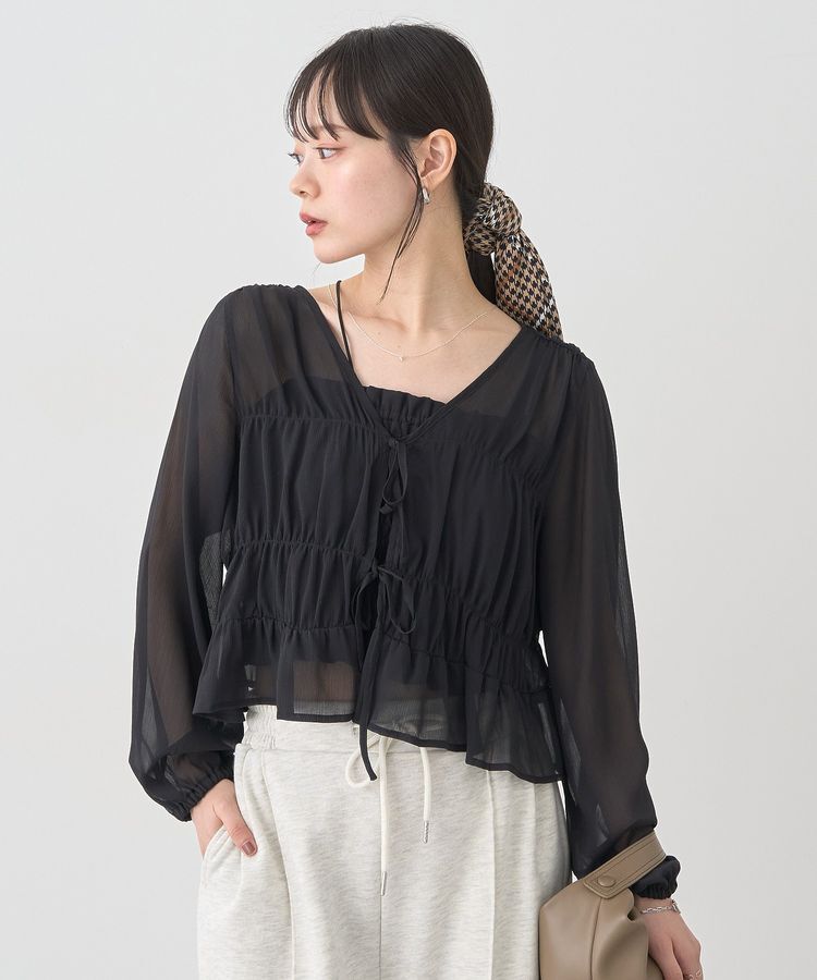 earth music&ecology「SET2点シアーシャーリングブラウス＋インナー」|シャツ・ブラウス|Black