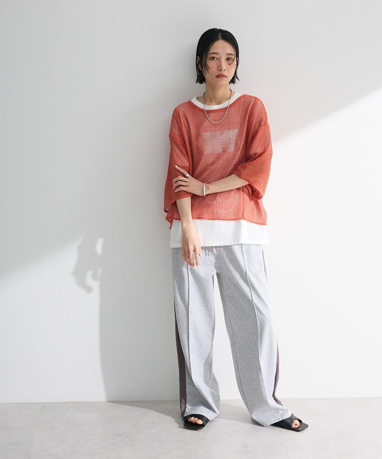 armonia「七分袖コットンメッシュラグラントップス」|Tシャツ・カットソー|