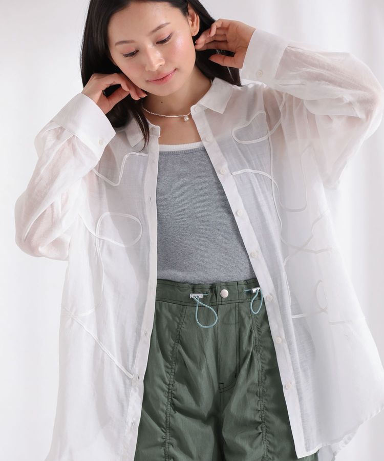 Green Parks「・ELENCARE DUE テープ刺繍シアーシャツ」|シャツ・ブラウス|Off White