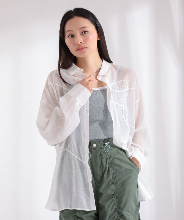 Green Parks「・ELENCARE DUE テープ刺繍シアーシャツ」|シャツ・ブラウス|