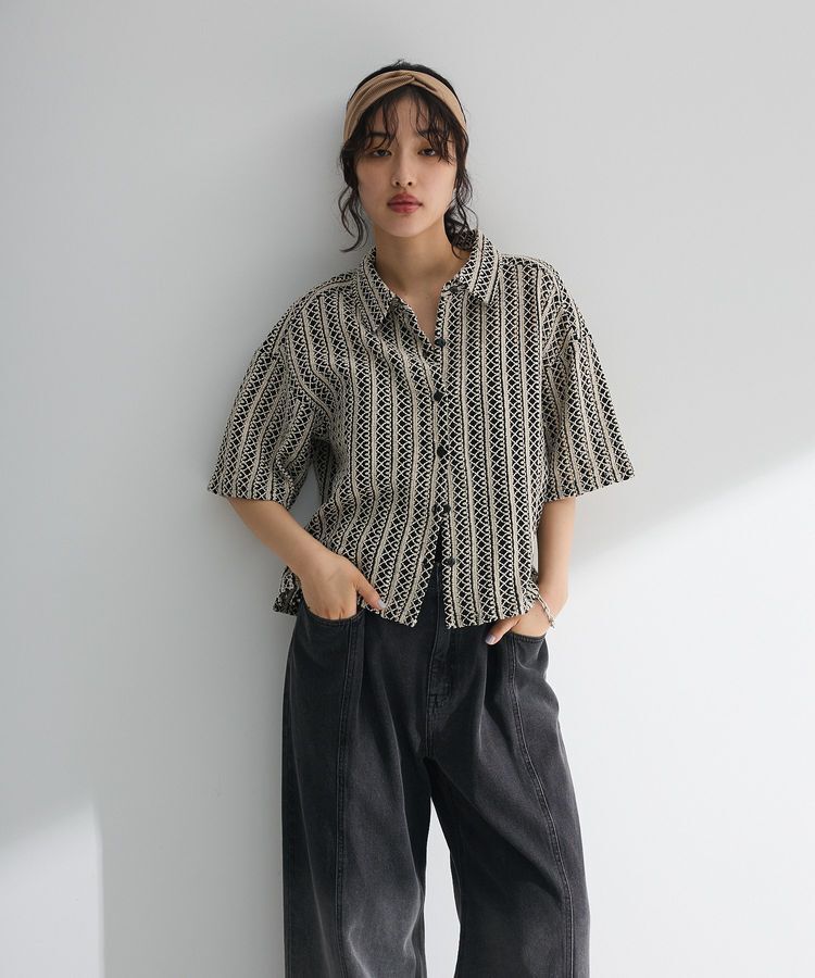 Green Parks「インド綿 衿付きレースシャツ」|シャツ・ブラウス|