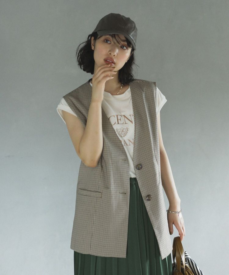 Green Parks「ノースリーブチェックジレ」|ベスト・ジレ|