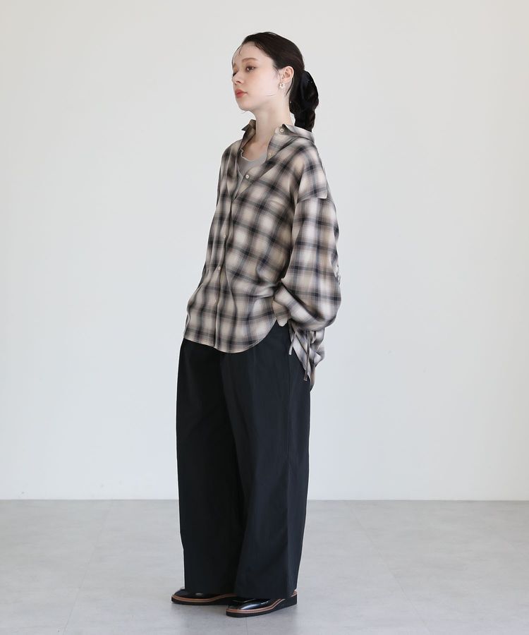 Green Parks「・ELENCARE DUE チェックギャザーシャツ」|シャツ・ブラウス|