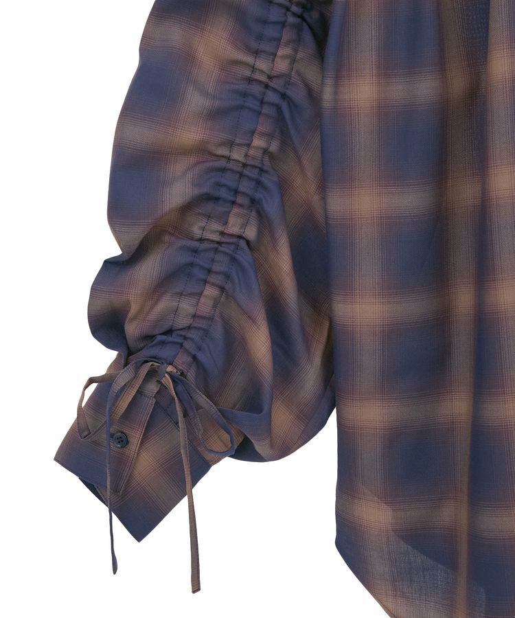 Green Parks「・ELENCARE DUE チェックギャザーシャツ」|シャツ・ブラウス|