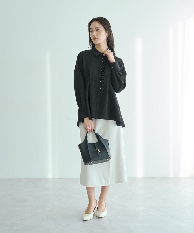 YECCA VECCA「パールジャガードペプラムブラウス」|シャツ・ブラウス|