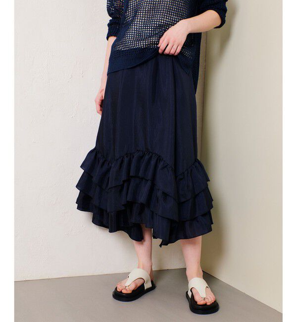 allureville「イレギュラーヘムフリルティアードスカート」|スカート|ネイビー