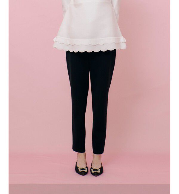 LOULOU WILLOUGHBY「【LOULOU WILLOUGHBY】ダブルクロスバックスリットパンツ」|チノ|ブラック