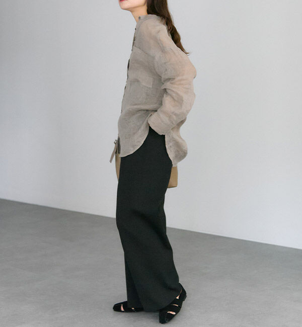  「シアーガーゼバンドカラーブラウス」|シャツ・ブラウス|