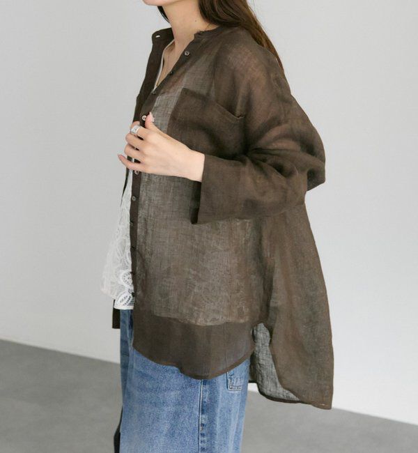  「シアーガーゼバンドカラーブラウス」|シャツ・ブラウス|
