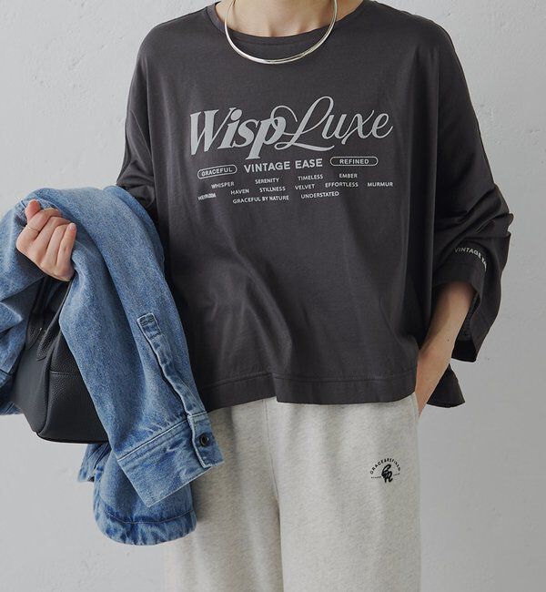  「リサイクルコットンシルケットフロッキープリントカットソー」|Tシャツ・カットソー|