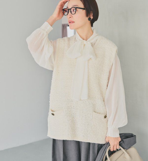  「ツィードライクニットベスト」|ニット・セーター|アイボリー